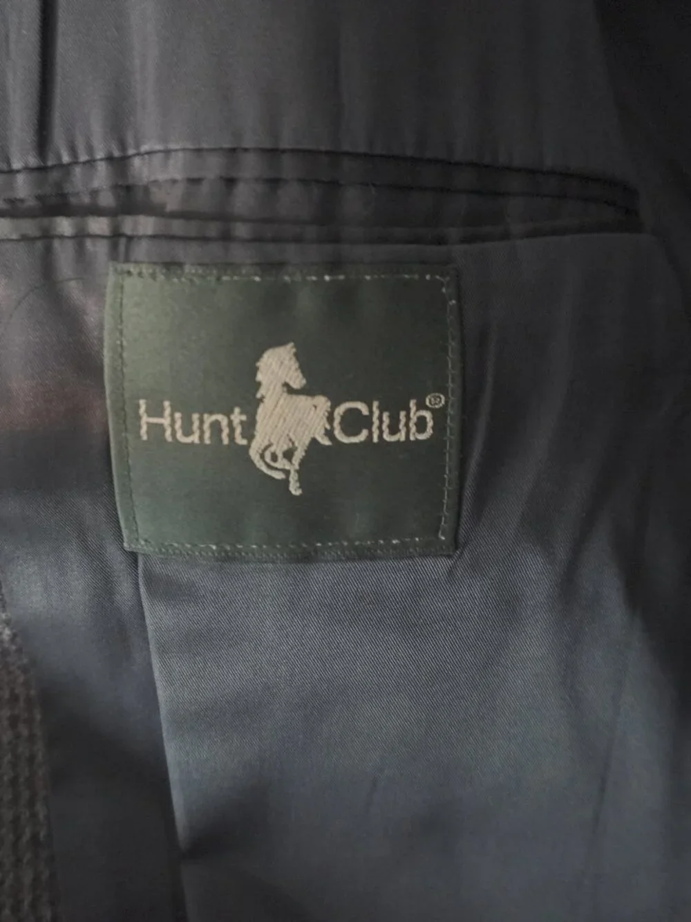 Vintage Hunt Club Lambswool Blend Gray Blazer with Brown Suede Elbow Patches